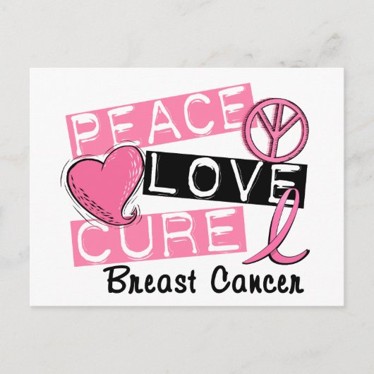 Peace Love Cure Breast Cancer Briefkaart (Voorkant)