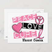 PEACE LOVE CURE BREAST CANCER BRIEFKAART (Voorkant / Achterkant)