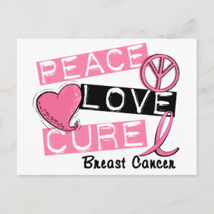 PEACE LOVE CURE BREAST CANCER BRIEFKAART
