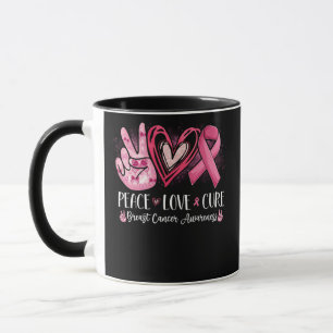 Peace Love Cure Breast Cancer Heart Pink Ribbon Mok