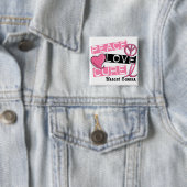 PEACE LOVE CURE BREAST CANCER VIERKANTE BUTTON 5,1 CM (In situ)