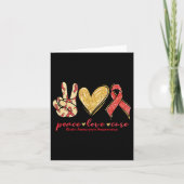 Peace Love Cure Burgundy Ribbon Brain Aneurysm Awa Kaart (Voorkant)