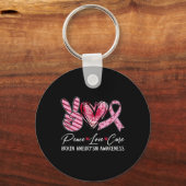 Peace Love Cure Burgundy Ribbon Brain Aneurysm Awa Sleutelhanger (Voorkant)