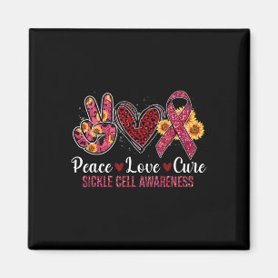 Peace Love Cure Burgundy Ribbon Sickle Cell Awaren Magneet