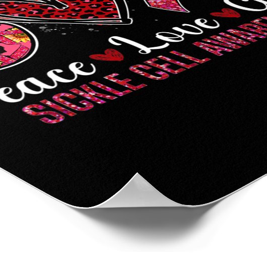 Peace Love Cure Burgundy Ribbon Sickle Cell Awaren Poster (Hoek)