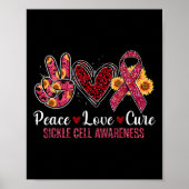Peace Love Cure Burgundy Ribbon Sickle Cell Awaren Poster (Voorkant)