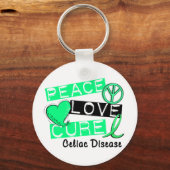 PEACE LOVE CURE CELIAC DISEASE T-Shirts Sleutelhanger (Voorkant)