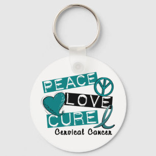 PEACE LOVE CURE CERVICAL CANCER SLEUTELHANGER