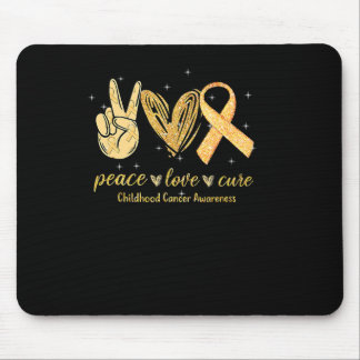 Peace Love Cure Childhood Cancer Awareness Gold Ri Muismat