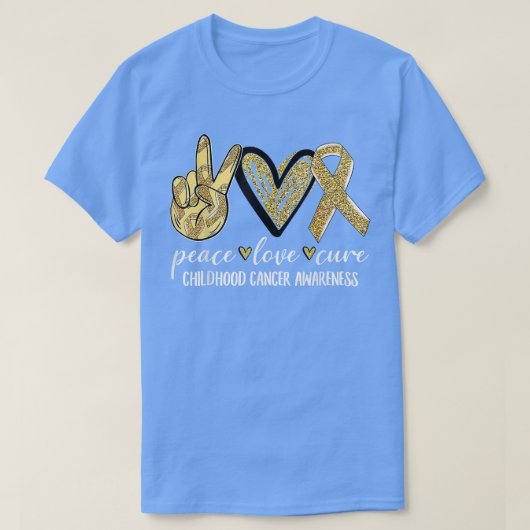 Peace Love Cure Childhood Cancer Awareness Gold Ri T-shirt (Design voorkant)