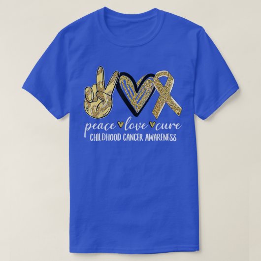 Peace Love Cure Childhood Cancer Awareness Gold Ri T-shirt (Design voorkant)