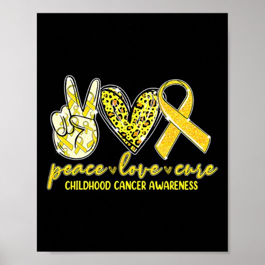 Peace Love Cure Childhood Cancer Awareness Leopart Poster (Voorkant)