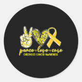 Peace Love Cure Childhood Cancer Awareness Leopart Ronde Sticker (Voorkant)