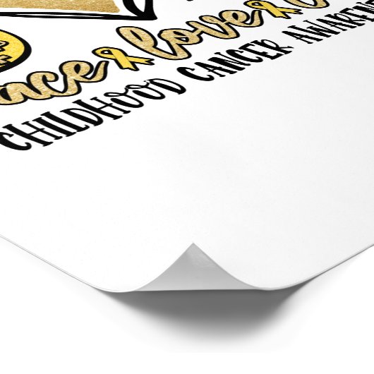 Peace Love Cure Childhood Cancer Awareness Poster (Hoek)