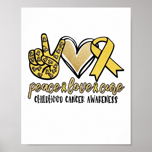 Peace Love Cure Childhood Cancer Awareness Poster (Voorkant)
