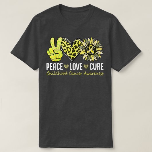 Peace Love Cure Childhood Cancer Awareness Yellow T-shirt (Design voorkant)