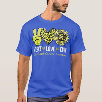 Peace Love Cure Childhood Cancer Awareness Yellow T-shirt