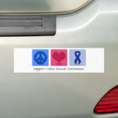 Peace Love Cure Colon Cancer Bumpersticker (Op auto)