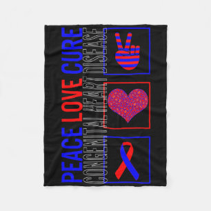 Peace Love Cure Congenitale hartziekte Bewustzijn Fleece Deken