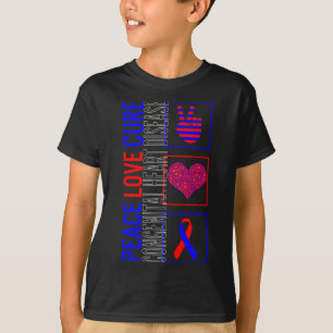 Peace Love Cure Congenitale hartziekte Bewustzijn T-shirt