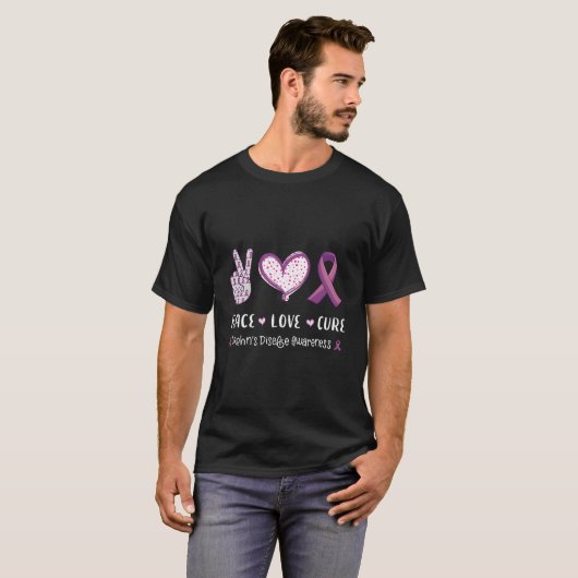 Peace Love Cure Crohn'S Disease Awareness Ibd T-shirt (Voorkant volledig)