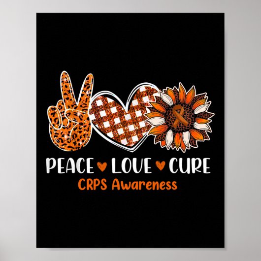Peace Love Cure Crops Awareness Month Warrior Oran Poster (Voorkant)