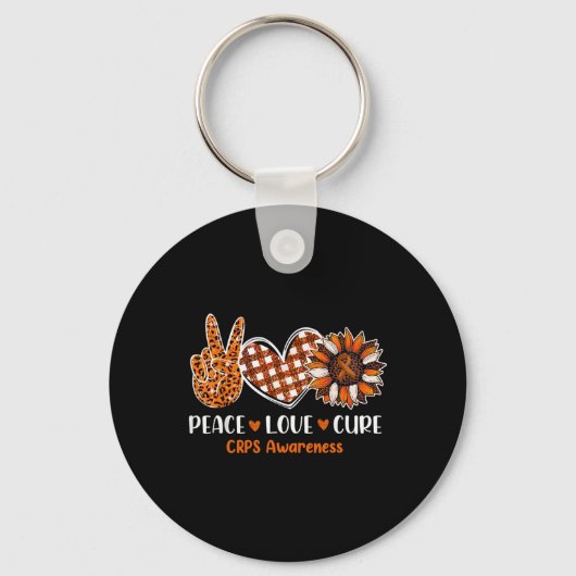 Peace Love Cure Crops Awareness Month Warrior Oran Sleutelhanger (Voorkant)