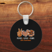 Peace Love Cure Crops Awareness Month Warrior Oran Sleutelhanger (Voorkant)