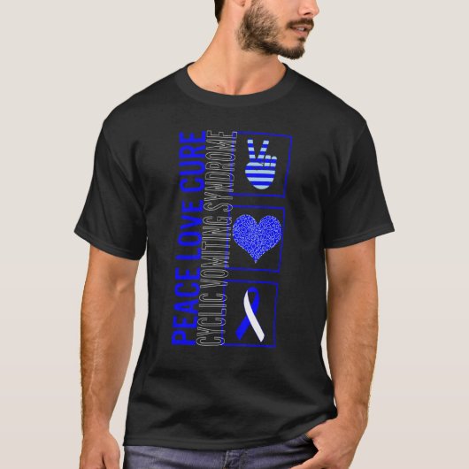 Peace Love Cure Cyclic Vomiting Syndroeness T-shirt (Voorkant)