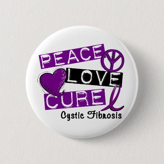 PEACE LOVE CURE CYSTIC FIBROSIS RONDE BUTTON 5,7 CM (Voorkant)