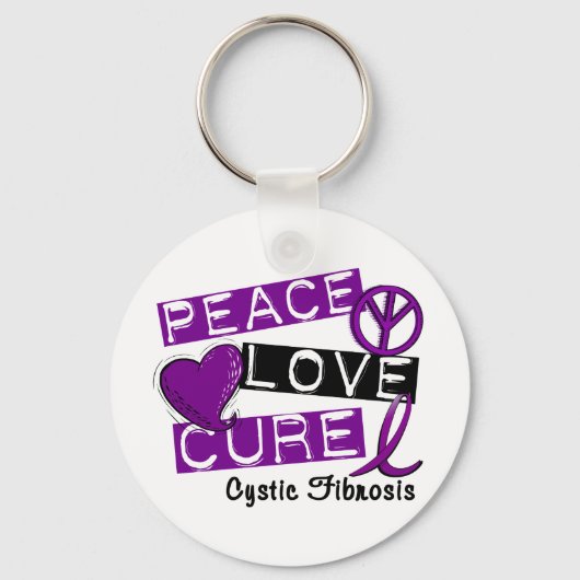 PEACE LOVE CURE CYSTIC FIBROSIS SLEUTELHANGER (Voorkant)