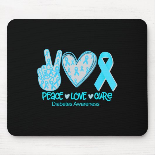 Peace Love Cure Diabetes Awareness Gift Muismat (Voorkant)