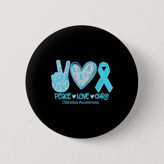 Peace Love Cure Diabetes Awareness Gift Ronde Button 5,7 Cm (Voorkant)