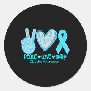 Peace Love Cure Diabetes Awareness Gift Ronde Sticker