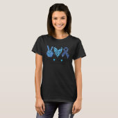 Peace Love Cure Diabetes Awareness Leopard Blue Ri T-shirt (Voorkant volledig)