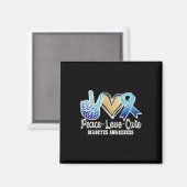 Peace Love Cure Diabetes Awareness Magneet (Voorkant / Achterkant)