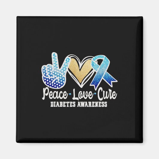 Peace Love Cure Diabetes Awareness Magneet (Voorkant)