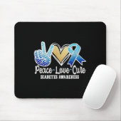 Peace Love Cure Diabetes Awareness Muismat (Met muis)