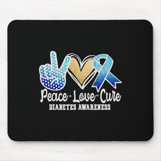 Peace Love Cure Diabetes Awareness Muismat (Voorkant)
