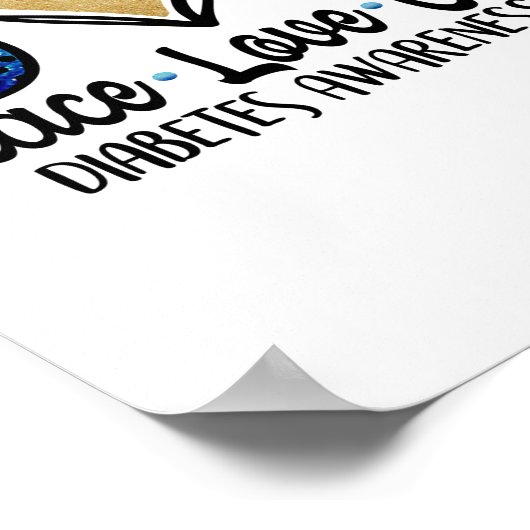 Peace Love Cure Diabetes Awareness Poster (Hoek)