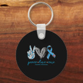 Peace Love Cure Diabetes Awareness Sleutelhanger (Voorkant)