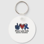 Peace Love Cure Diabetes Awareness Sleutelhanger (Voorkant)