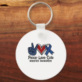 Peace Love Cure Diabetes Awareness Sleutelhanger (Voorkant)