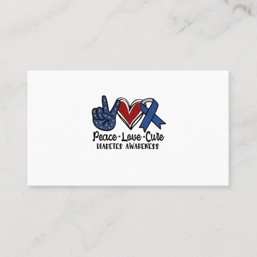 Peace Love Cure Diabetes Awareness Visitekaartje (Voorkant)