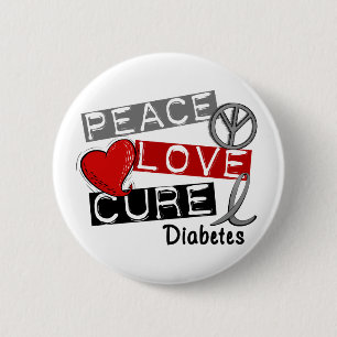 PEACE LOVE CURE DIABETES RONDE BUTTON 5,7 CM