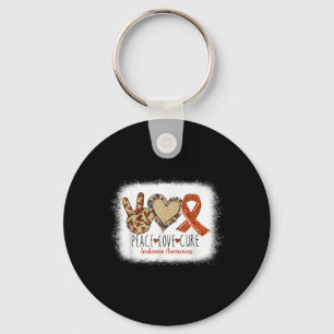 Peace Love Cure Draag Sinaasappel voor leukemie be Sleutelhanger