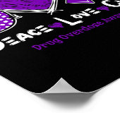 Peace Love Cure Drug Overdose Awareness Purple Rib Poster (Hoek)