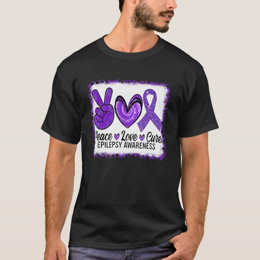 Peace Love Cure Epilepsy Awareness Warrior Survior T-shirt (Voorkant)