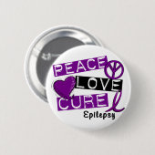 PEACE LOVE CURE EPILEPSY RONDE BUTTON 5,7 CM (Voorkant /achterkant)