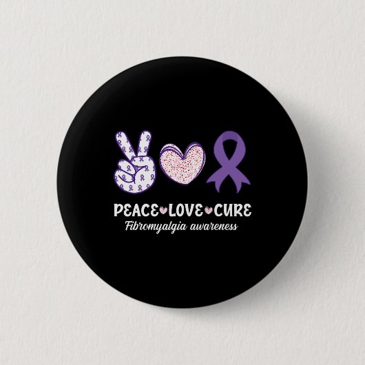 Peace Love Cure Fibromyalgia Awareness Month Warri Ronde Button 5,7 Cm (Voorkant)